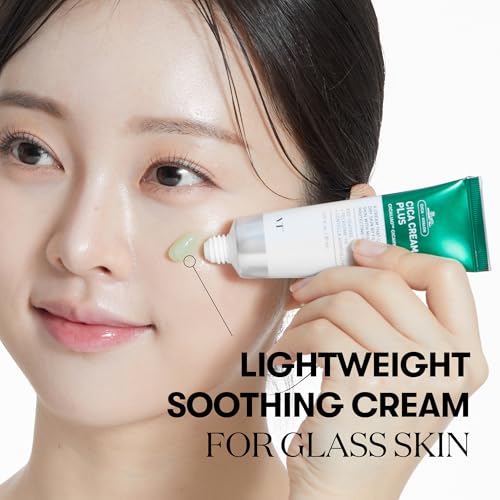 VT COSMETICS Cica Cream Plus, Hydrating & Calming Face Moisturizer with Centella Asiatica, Lightweight Soothing Cream for Acne, Oily, Dry and Sensitive Skin, Korean Skincare for acne prone skin