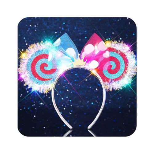 Light Up Mouse Ears Headband with Bow - LED Hair Accessory