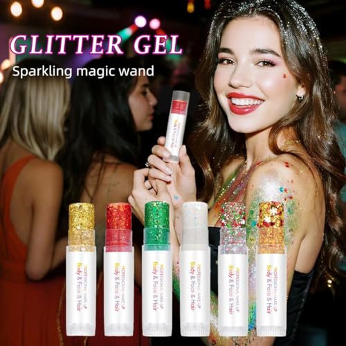 Red Glitter Stick for Body & Face - Waterproof Festival Makeup