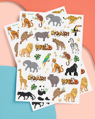 xo, Fetti Jungle Animals Temporary Tattoos - 56 Gold Foil