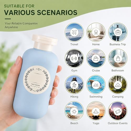 METAPACK 6.8oz Travel Bottles 4-Pack with Flip Top & Labels