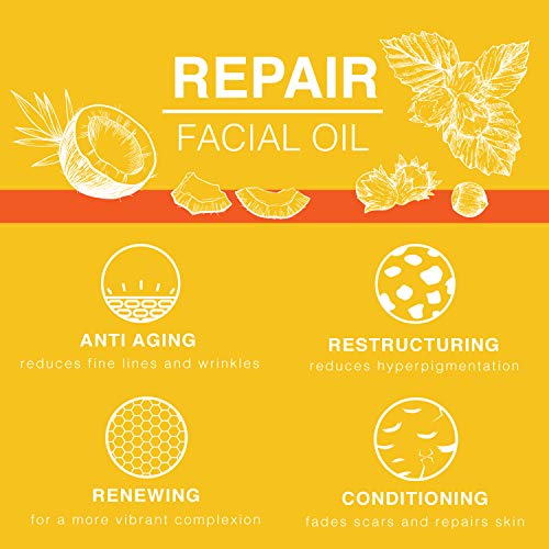 BEAUTE DE PROVENCE Active REPAIR Facial Oil | Enhanced with Coconut & Hazelnut Oil | Soften, Moisturizing and Hydrating Leaving Skin Smooth & Glowing | Repair & Nourish Damaged Skin - 2oz