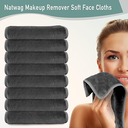 Natwag Makeup Remover Cloth Towels, Grey/Pink