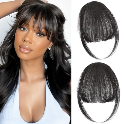 Clip-In Wispy Bangs Human Hair - Natural Black