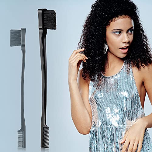 Black 3-Piece Hair Edge Brush and Comb Set - Detangling & Styling Tools