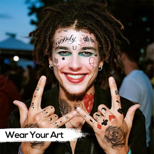 4-Sheet Rapper Temporary Tattoos - Waterproof Hip-Hop Face & Body