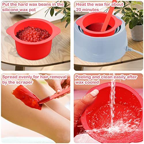 3Pcs Non-Stick Silicone Wax Melt Liners with Wax Sticks, Reusable Bowl for Wax Warmer and Hair Removal, 14Oz