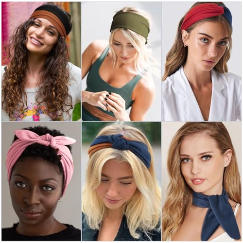 AQOKKA Elastic Headbands for Women - 8 Pack Cotton Sports