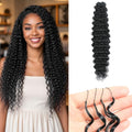 Ajsowju Feather Crochet Hair Extensions 18 Inch 50 Strands 1B Natural Black