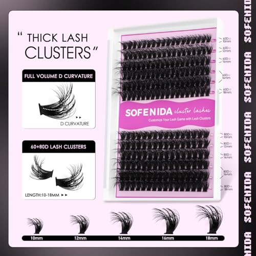 SOFENIDA 60D 80D Thick Lash Clusters 10-18mm DIY Eyelash