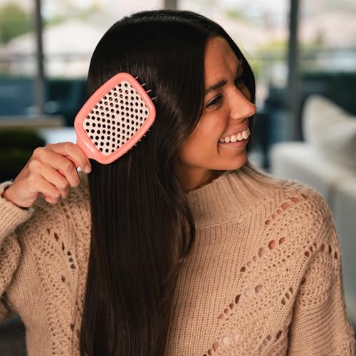 FHI Heat UNbrush Detangling Brush for Pain-Free Brushing on All Wet or Dry Hair Types — Durable DuoFlex Anti-Static Bristles, Lightweight Handle, Vented Hair Brush, Rose Dark Pink