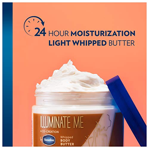 Vaseline Illuminate Me Shea Butter Whipped Body Butter for Melanin Rich Skin Provides 24 Hour Moisturization for Dry Skin 11 oz