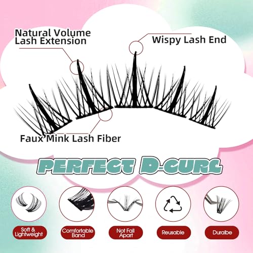 FADVAN Manga Lash Clusters 120PCS D Curly Wispy DIY Eyelash Extensions
