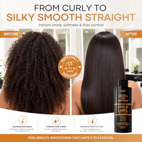 Keratin Hair Straightening Treatment for All Hair Types - 4oz Gold Label