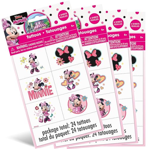Minnie Mouse Party Temporary Tattoos | Assorted Designs | 24 Pcs