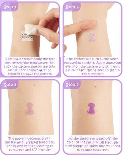 160 UV Detection Temporary Tattoos - Sun Protection Reminder Stickers