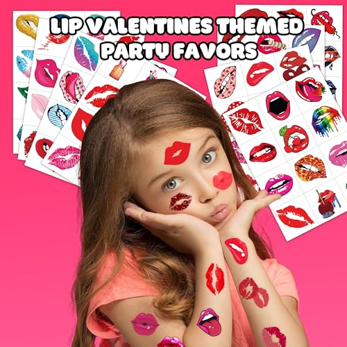 Lip Kiss Temporary Tattoos - 84 Pieces, 8 Sheets