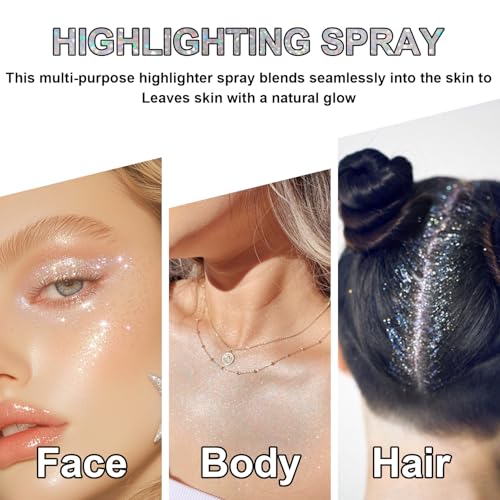 Body Glitter Spray - Rainbow Shimmer for Face, Hair & Nails