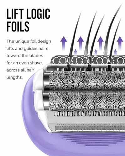Purple Electric Shaver for Women - 4-Blade Wet & Dry Razor, Hypoallergenic, Rechargeable