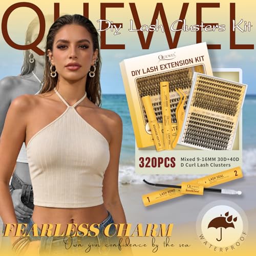 QUEWEL 320Pc Lash Clusters Kit - 30D 40D Wispy Extensions 9-16mm