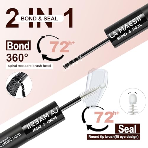 LA MAESII Lash Cluster Glue Bond Seal 2-in-1 Waterproof Lash Adhesive, Black