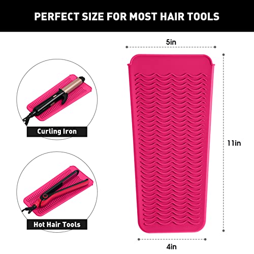 Heat Resistant Silicone Curling & Flat Iron Travel Case & Cooling Pad - Hot Pink 1 Pack