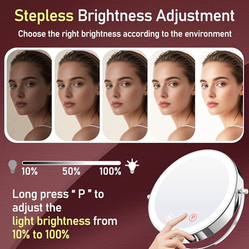 9-Inch Makeup Mirror with Lights & 20X Magnification - 5000 mAh