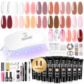 ROSALIND Poly Nail Gel Starter Kit - 14 Colors with UV Lamp & Slip Solution