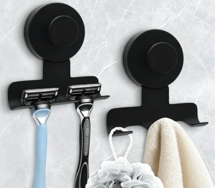 Adhesive Shower Hooks - Extra Sticky Razor Holder, 2-Pack