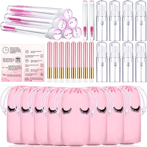 Eyelash Extension Aftercare Set with Brushes, Mascara Tubes & Travel Bag