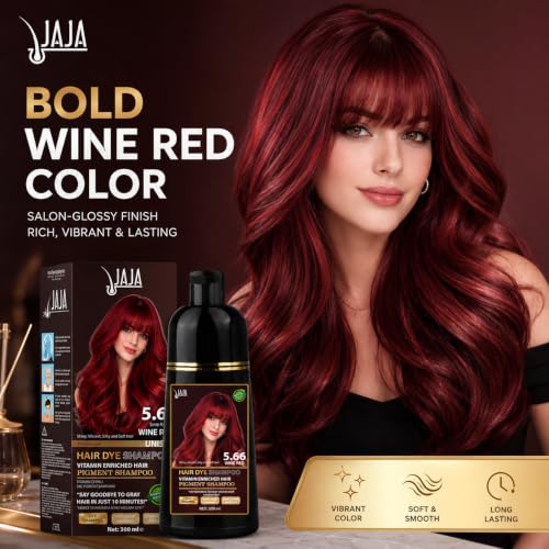 Jaja Hair Dye Shampoo - Wine Red, 3-in-1 Gray Coverage, 10.14 fl oz