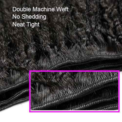 Kinky Straight Bundles Human Hair 4c Bundle Yaki Straight Bundles 32 inch 100% Unprocessed Brazilian Virgin Hair Bundle Deals Human Hair 12A Natural Black For Black Women