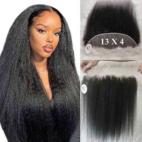 100 Real Soft Brazilian Hair Pre Plucked Full Lace Frontals Kinky Straight Human Hair Pieces 18 Inch 1B Natural Color Ear To Ear 13X4 Lace Frontal Closure With Natural Hairline