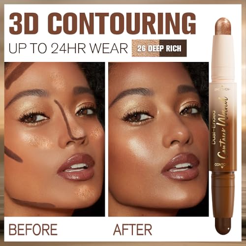 Dual Ended Contour Stick Set - 2Pc Waterproof Concealer & Highlighter