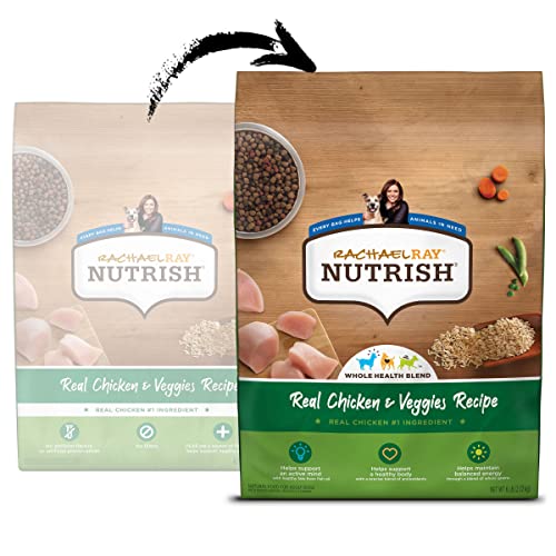 Rachael Ray Nutrish Premium Natural Dry Dog Food with Added Vitamins, Minerals & Taurine, Real Chicken & Veggies Recipe, 6 Pounds (Packaging May Vary)