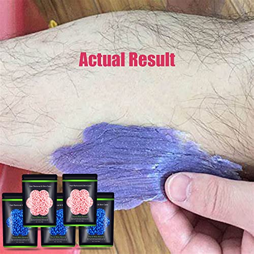 Auperwel Blue & Pink Wax Beads for Hair Removal, Sensitive Skin, 1.1 lb Kit with 10 Sticks