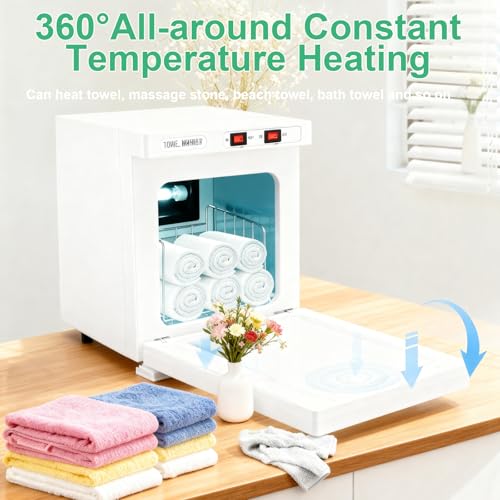 Hot Towel Cabinet 5L, Hot Towel Warmer Cabinet with LED Temperature Display, Extra Large Capacity Heater for Spa, Massage, Salon, Home Use (White 5L)