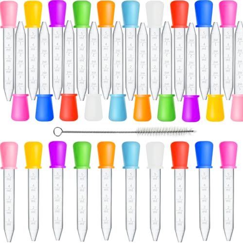 5ml Liquid Droppers Set, 30 Pcs Silicone Pipettes with Brush