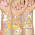 Easter Temporary Tattoos - 48 Glitter Styles for Kids