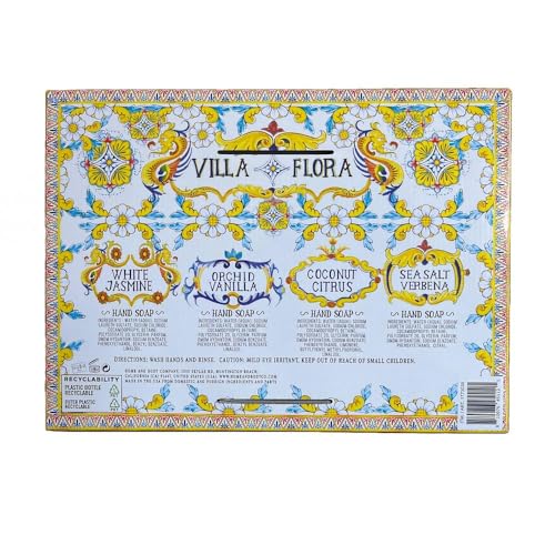 Home and Body Company Hand Soap, Villa Flora Collection ? 16 fl oz Bottles, Assorted Scents (Sea Salt Verbena, Coconut Citrus, Orchid Vanilla, White Jasmine), Pack of 4 ? Gift-Ready Set