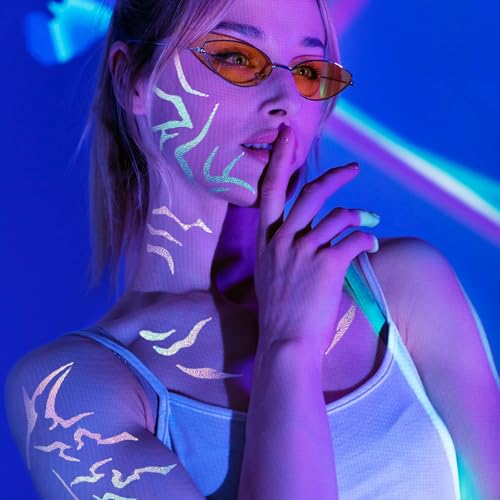 Purple Temporary Tattoos - 6 Sheets Waterproof Body Art