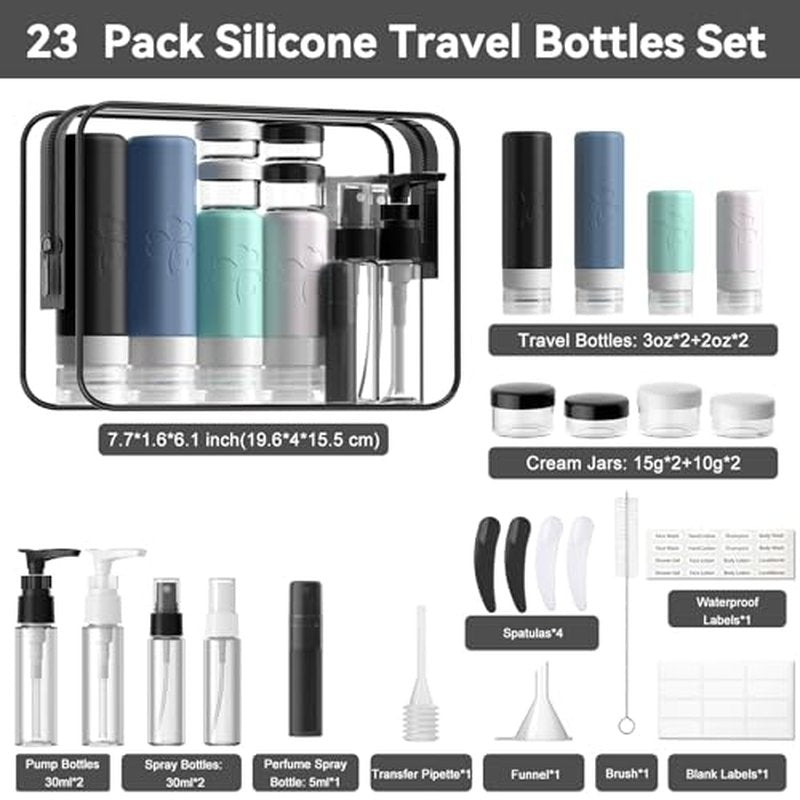 INSFIT 23-Piece Travel Bottle Set TSA Approved Leak Proof