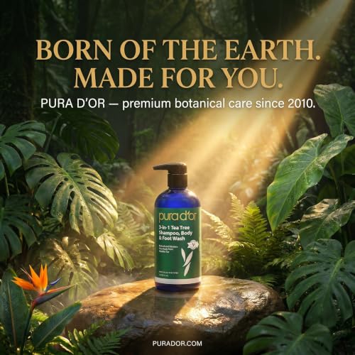 PURA D'OR Tea Tree 3-in-1 Wash - Hair, Body & Foot Care, 16 oz