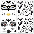 Halloween Bat Face Tattoos - 4 Sheets Temporary Tattoo Stickers