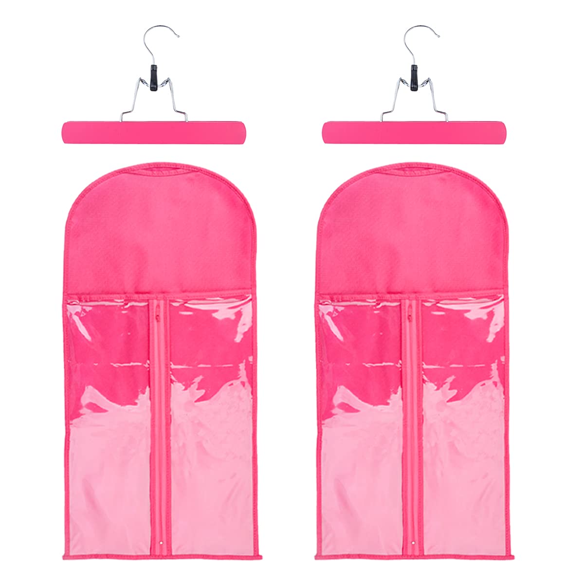 Two Pack Hair Extension Hanger And Bag Double Side Anti-Slip Hair Extension Holder With Portable Protection Wig Hanger Suit Case Gift(Pink)