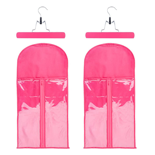 Two Pack Hair Extension Hanger And Bag Double Side Anti-Slip Hair Extension Holder With Portable Protection Wig Hanger Suit Case Gift(Pink)