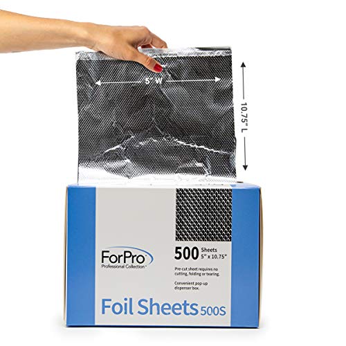 ForPro Professional Collection Embossed Foil Sheets 500S, Aluminum Foil, Pop-Up Dispenser for Hair Color Application and Highlighting Services, Food Safe, 5” W x 10.75” L, 500 Count