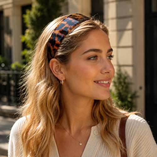 Women Wide Tortoise Shell Headbands No Slip Retro Hair Accessories