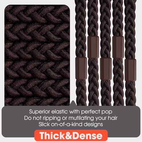 EasYoung 10pcs Braided Men's Hair Ties for Buns, Curly, Thick Dense Hair - Elastic Coils for Men & Women, No Crease