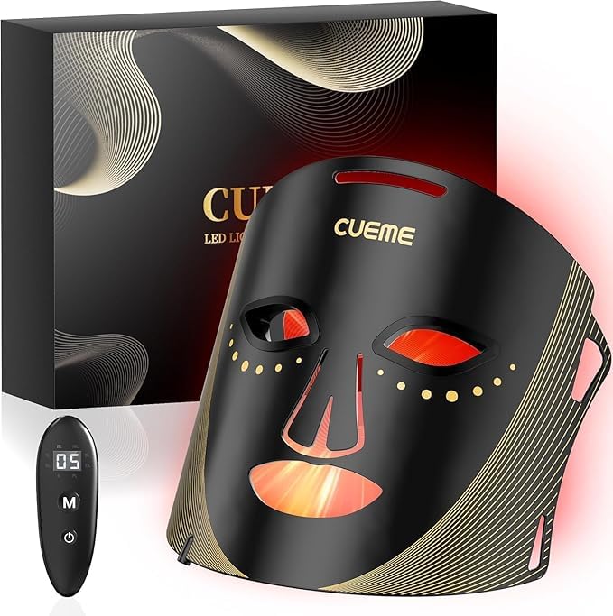 CUEME Red Light Therapy Mask - FDA-Cleared LED for Wrinkles & Acne